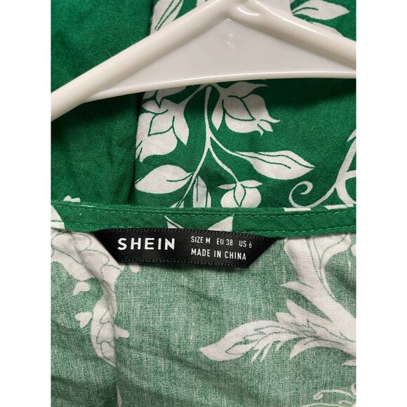 Green Deep V Floral Dress - Picture 3 of 6